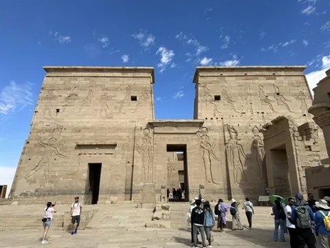 The first pylon of the temple of Isis at Philae
