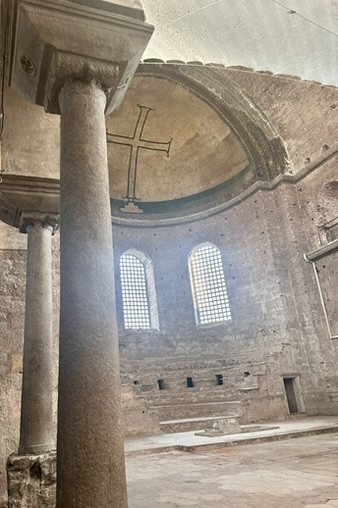 The apse of Hagia Irene, with a large cross in the semi-dome