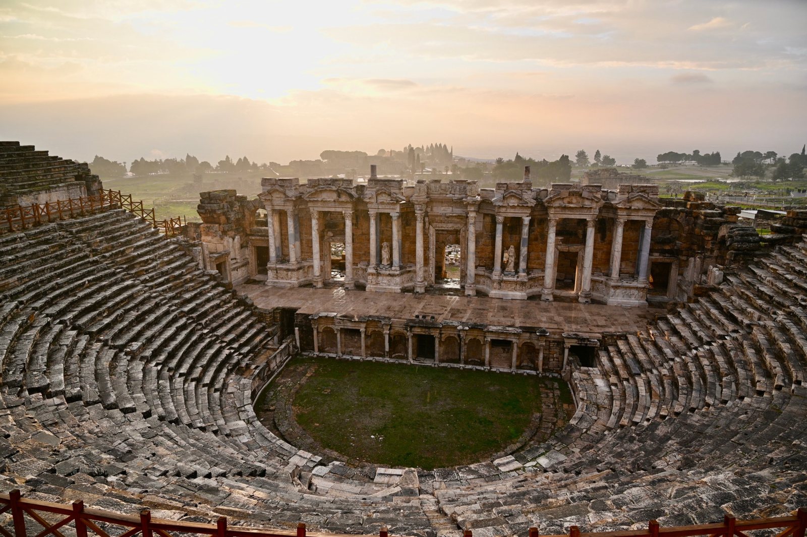 The Roman theater at Hierapolis, with its stage building and curved rows of seats
