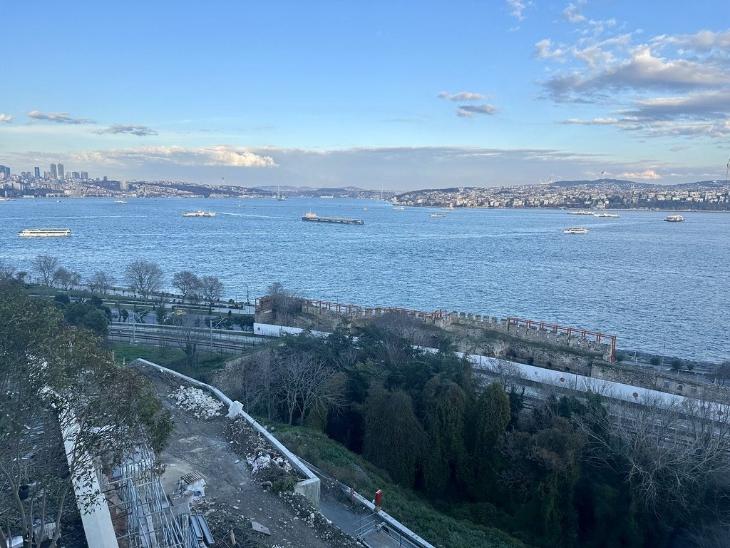 The Bosphorus from Topkapı, with a stretch of the Byzantine sea walls below